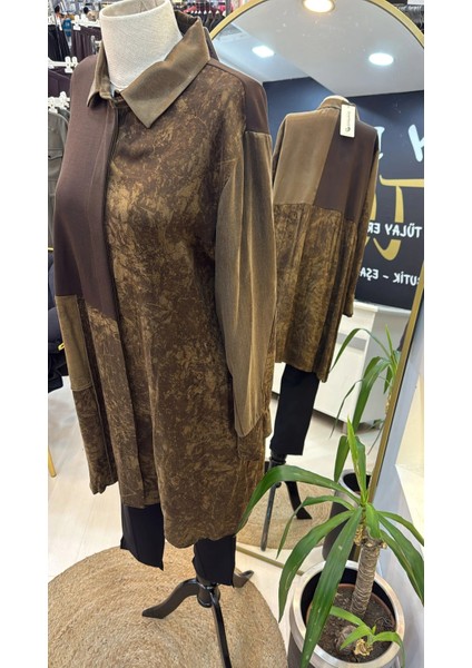 Patchwork Cupro Tunik : 38303 Kahve fırsatları