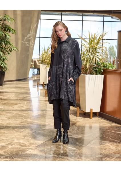 Patchwork Cupro Tunik : 38303 Kahve indirimleri