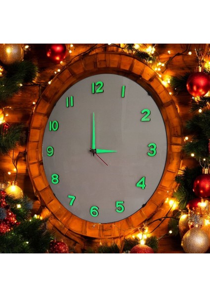 Fosforlu 3D Kabartma Rakam Karanlıkta Parlayan Bombeli Cam Beyaz Duvar Saati 30 cm modelleri