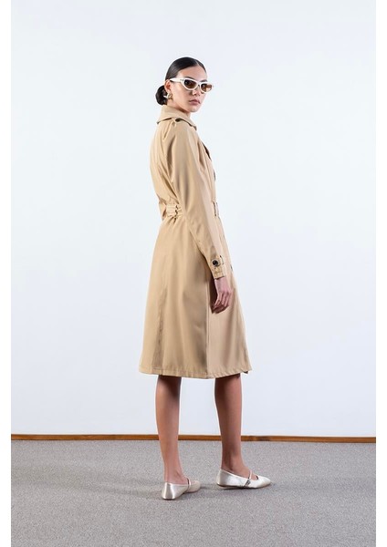 Imperatrice Kruvaze Yaka Kuşaklı Trençkot Camel fırsatları