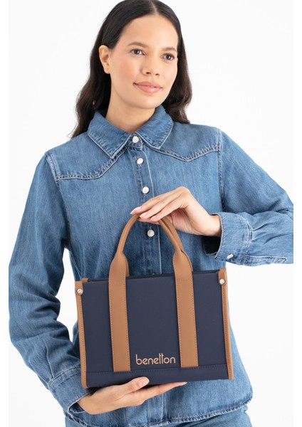 Benetton Kadın Kol Çantası Lacivert-Camel BNT1670 fiyatları