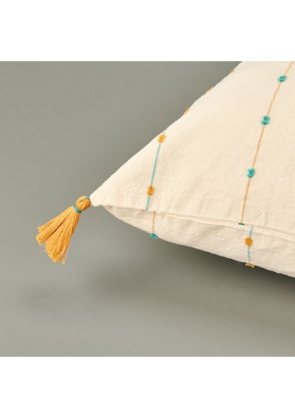 Soft Ipliği Boyalı Kırlent Kılıfı - Ekru / Turkuaz - 45X45 cm modelleri