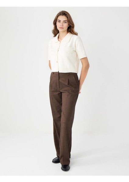 Acı Kahve Bol Paça Normal Bel Uzun Dokuma Pantolon fiyatları
