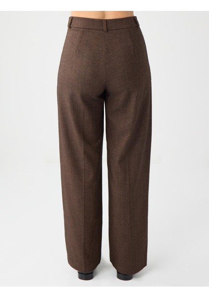 Acı Kahve Bol Paça Normal Bel Uzun Dokuma Pantolon indirimleri