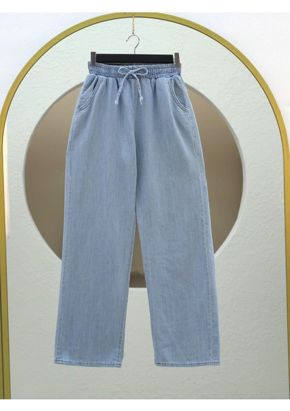 Beli Lastikli Cepli Bol Paça Kot Pantolon