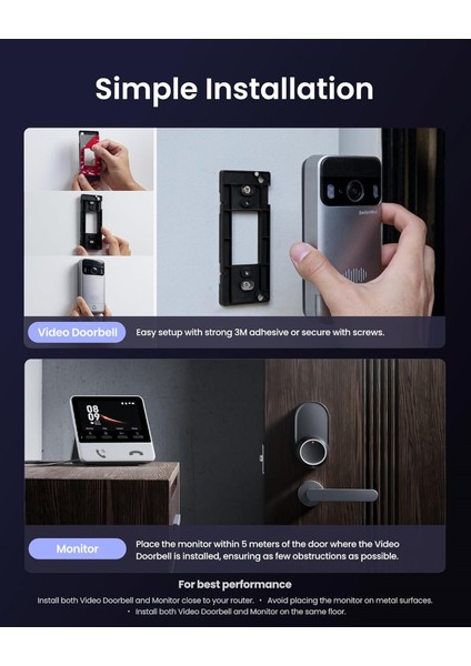 Wlan Görüntülü Kapı Zili Kamerası: 2k Hd, 4.3'' Renkli Ekran, 165° Geniş Açı ve Çift Yönlü Ses (Alexa Uyumlu)