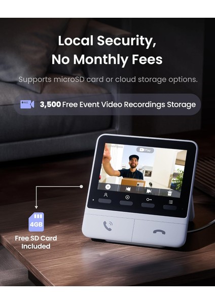 Wlan Görüntülü Kapı Zili Kamerası: 2k Hd, 4.3'' Renkli Ekran, 165° Geniş Açı ve Çift Yönlü Ses (Alexa Uyumlu)