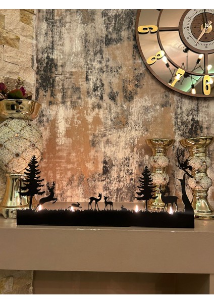 Mutlu Hayvanlar Temalı Dekoratif Metal Şamdan Mumluk