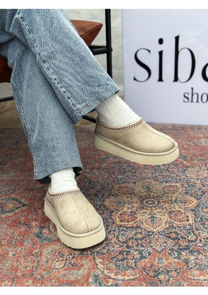 Yula Içi Kürklü Işleme Detaylı Bej Süet Kadın Bot modelleri