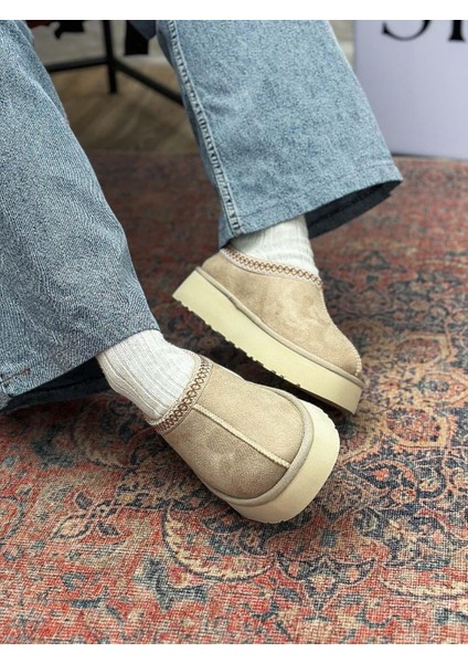 Yula Içi Kürklü Işleme Detaylı Bej Süet Kadın Bot indirimleri