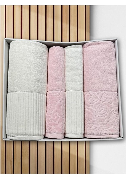 Sevgi Hamam Takımı 4 Parça Krem - Pudra