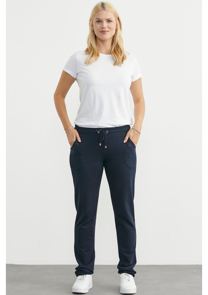 Taş Detaylı Cepli Eşofman Altı - Lacivert