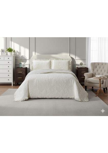 Kapitoneli Yatak Örtüsü Tek Kişilik Madrid Krem