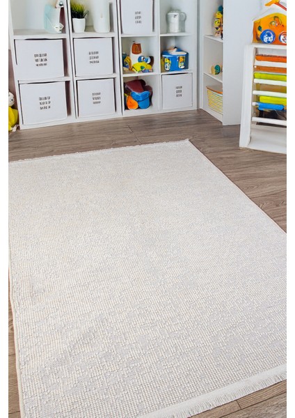 Beyaz Krem Şönil Kilim Salon Oturma Çocuk Odası Hasır Sisal Yolluk Dokuma Makine Halısı Mutfak