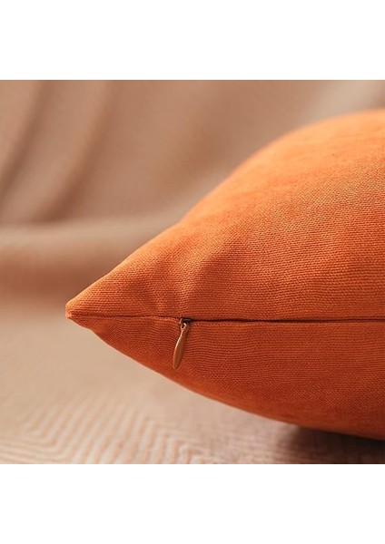 Ölçü Seçenekli 2'li Kırlent Kılıfı Dekoratif Düz Sade Kadife Dokulu Punch Yapılabilir 40X40 cm Kiremit Rengi fiyatları