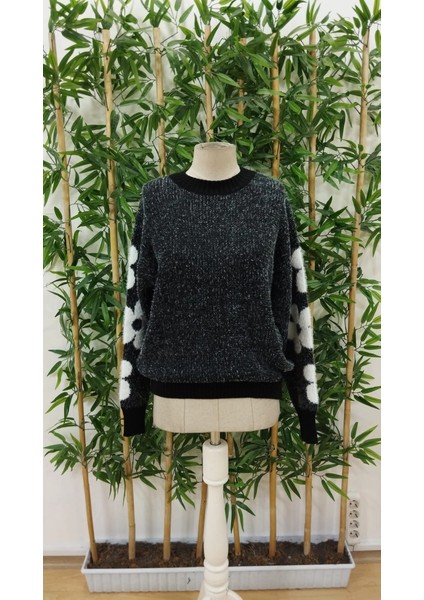 Mdb Kadın Uzun Kollu Bisiklet Yaka Çiçek Desenli Triko Bluz fırsatları