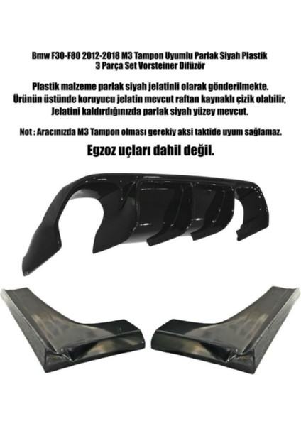 Bmw F30-F80 2012-2018 M3 Plastk 3 Parça Vostainer Difüzör modelleri