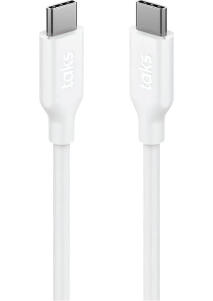 Taks Usb-C - Usb-C 120CM 60W Pd/qc Hızlı Şarj/data Kablosu Beyaz