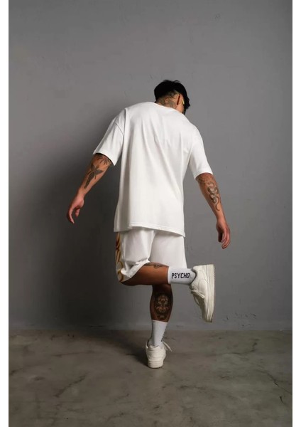 Erkek alev Baskılı Ikili Şortlu Takım - Beyaz indirimleri