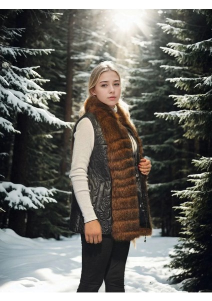 Kadın Kolsuz Fermuarlı Yelek - Siyah fiyatları