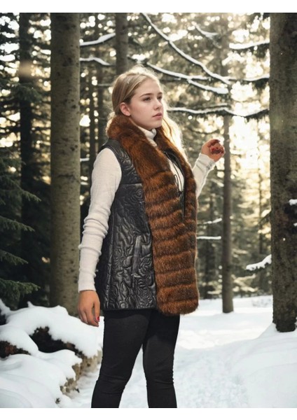 Kadın Kolsuz Fermuarlı Yelek - Siyah modelleri