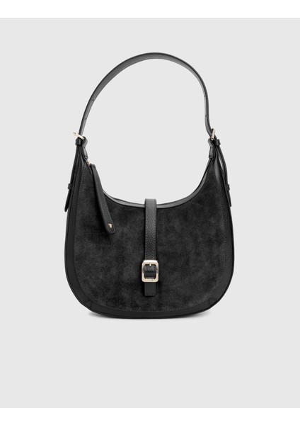 Vlasyi Hakiki Süet Floter Deri Siyah Kadın Omuz Çantası modelleri