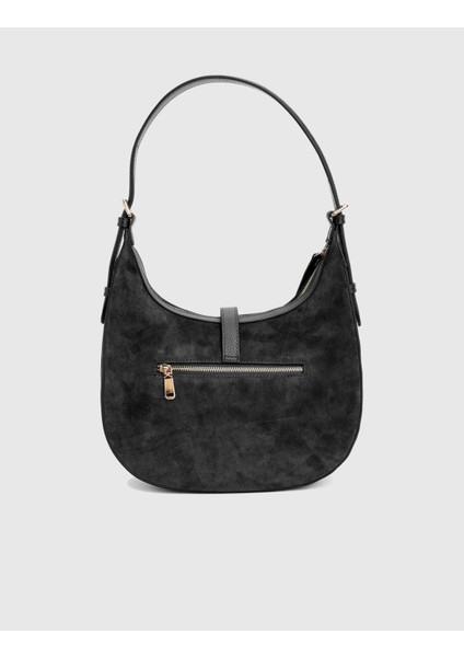 Vlasyi Hakiki Süet Floter Deri Siyah Kadın Omuz Çantası fırsatları