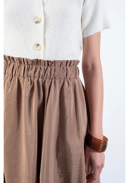 Rockwell Beli Geniş Lastikli Balon Etek Vizon modelleri