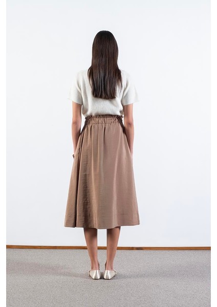 Rockwell Beli Geniş Lastikli Balon Etek Vizon fırsatları