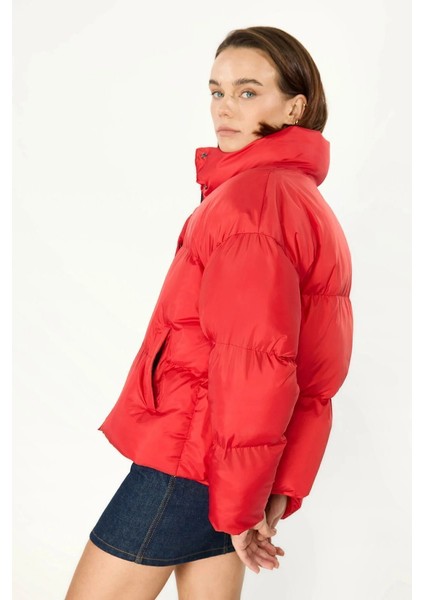 İçi Astarlı Su ve Rüzgar Geçirmez Cepli Dik Yaka Kadın Mont modelleri