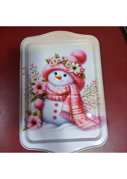 Yeni Yıl Büyük Metal Tepsi 33X22CM Merry Christmas Noel Kardan Adam 1 Adet fırsatları