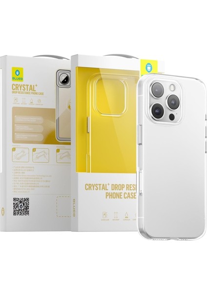 Blueo 16/16 Plus / 16 Pro / 16 Pro Max Uyumlu Crystal Drop Resistance Şeffaf Telefon Kılıfı (16 Pro)
