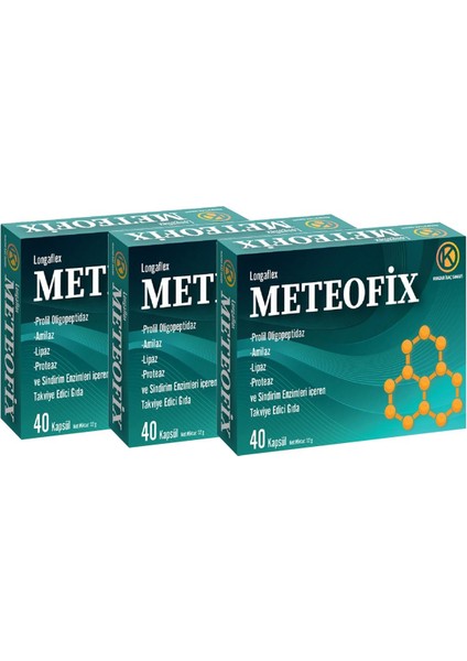 kuazar ilaç meteofix propil oligopeptidaz, amilaz, lipaz, proteaj, selülaz, bromelain, zencefil sindirim enzimler 40 kapsül - 3'lü fiyatları