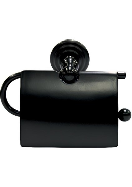 Pirinç Siyah Kapaklı Tuvalet Kağıtlığı, Modern ve Dayanıklı Banyo Aksesuarı, Suya ve Neme Dayanıklı Duvar Tipi Kağıtlık KS-108