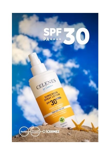 Celenes Herbal Güneş Koruyucu Losyon Spray SPF30 150ML modelleri