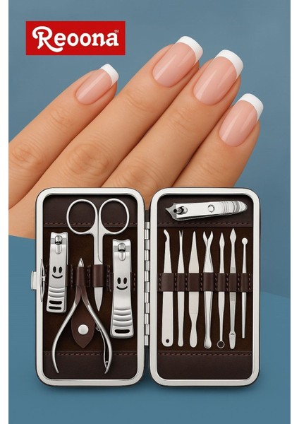 Çantalı Tırnak Makası Cımbız Törpü 12 Parça Manikür Pedikür Seti