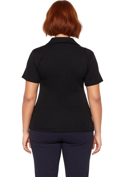 Kadın Beyaz Basic Vücuda Oturan Polo Yaka Kısa Kollu Kaşkorse Bluz Cool & Comfort Yazlık Rahat Giyim fiyatları