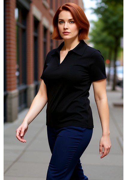 Kadın Beyaz Basic Vücuda Oturan Polo Yaka Kısa Kollu Kaşkorse Bluz Cool & Comfort Yazlık Rahat Giyim modelleri