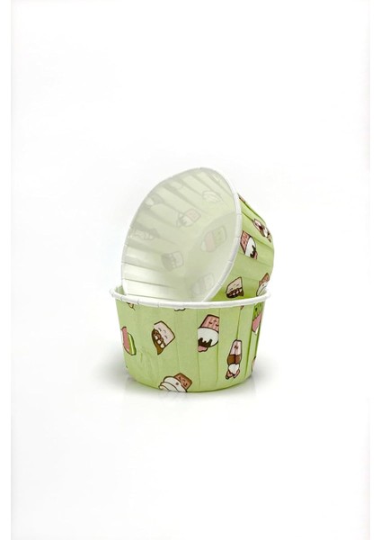 Muffin Kalıbı Büyük Boy Xl Mint Yeşili Dondurma Desenli Kek Kapsülü 50&apos;li