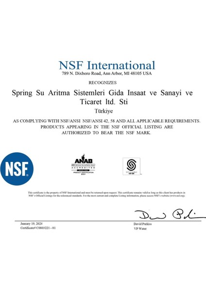 Filmtec 100 Gpd Membran Filtre Su Arıtma Cihazı Ana Filtresi modelleri