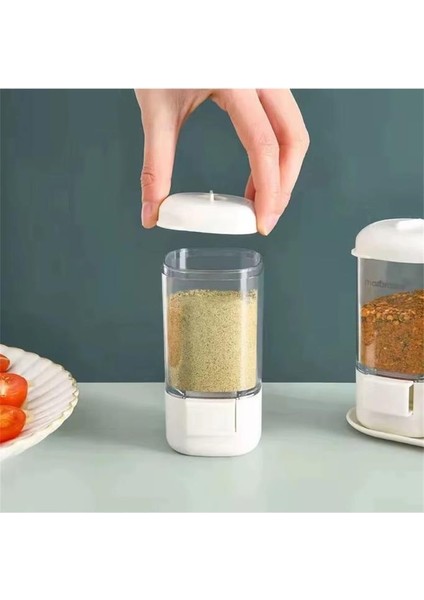 8li Tuşlu Basmalı Baharatlık Seti Gramaj Ayarlı Tuzluk Şekerlik Tuz Biber Baharat Saklama Kabı 140ML indirimleri