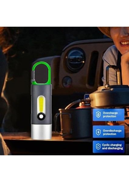 USB Type-C Şarjlı LED Anahtarlık | 3W + Cob Işık, 400 Lümen, Karabinalı, Mini Torch, Taşınabilir Şarj Edilebilir El | Kamp, Acil, Kullanım Için fiyatları