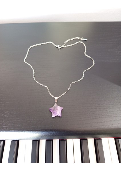 Doğal Taş Ametist Yıldız Şeklinde Kolye fiyatları