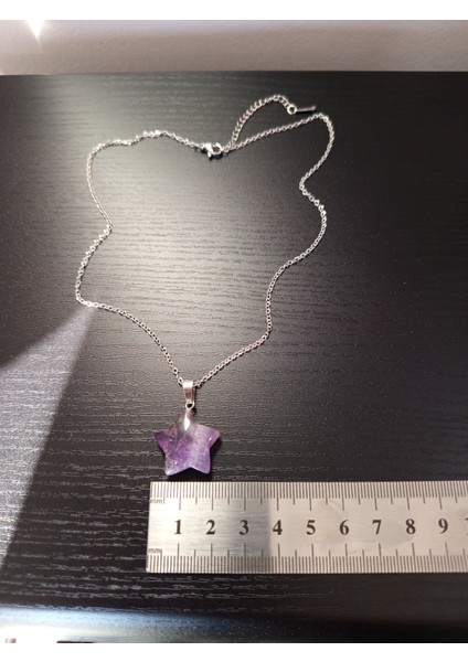 Doğal Taş Ametist Yıldız Şeklinde Kolye modelleri
