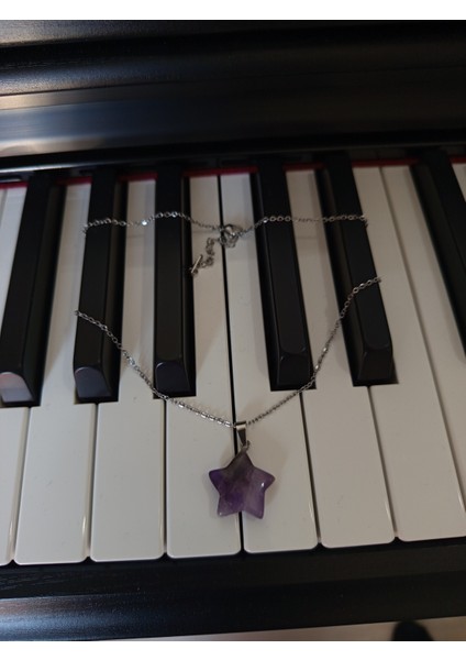 Doğal Taş Ametist Yıldız Şeklinde Kolye fırsatları