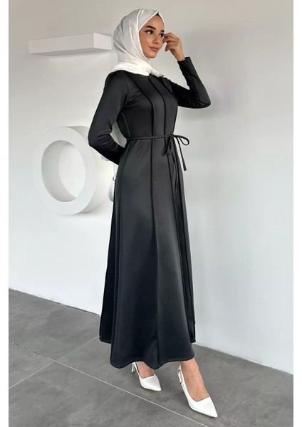 Bel Bağcıklı Tesettür Dalgıç Elbise P-00018950