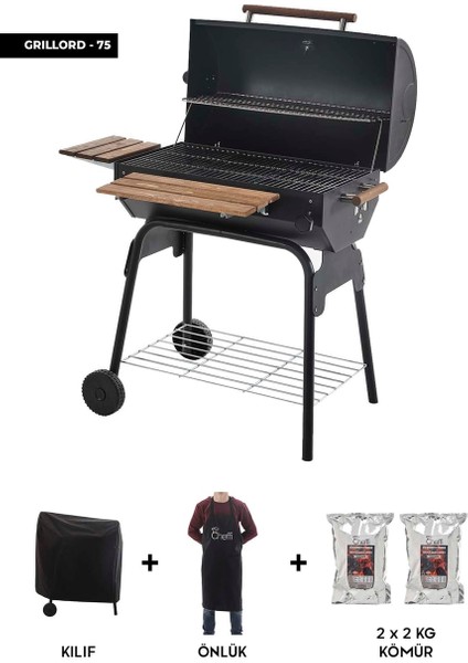 Grillord-75 Kömürlü Barbekü Mangal (Önlük ve Kılıf Hediyeli)