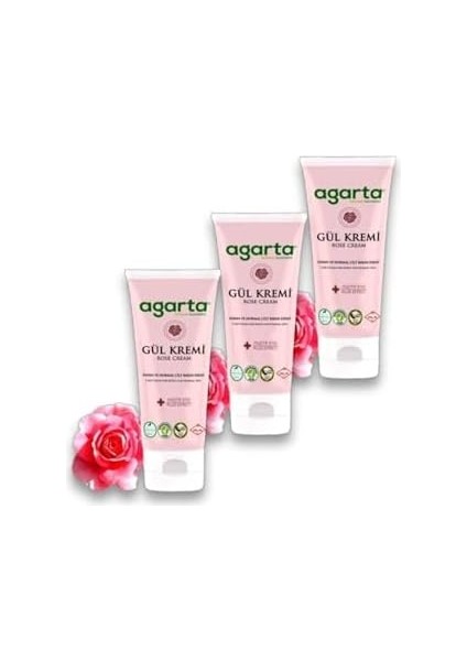 3 Adet Doğal Cilt Nemlendirici Gül Kremi 75 ml