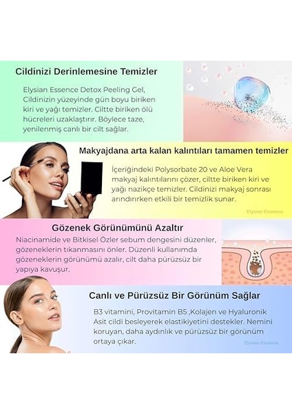 Elysian Essence Detox Peeling Jel 2&apos;li Set | Ölü Hücre Arındırıcı Temizleme Jeli | Yüz ve Vücut Temizleyici | Aha Bha, Vitamin C, Niacinamide modelleri