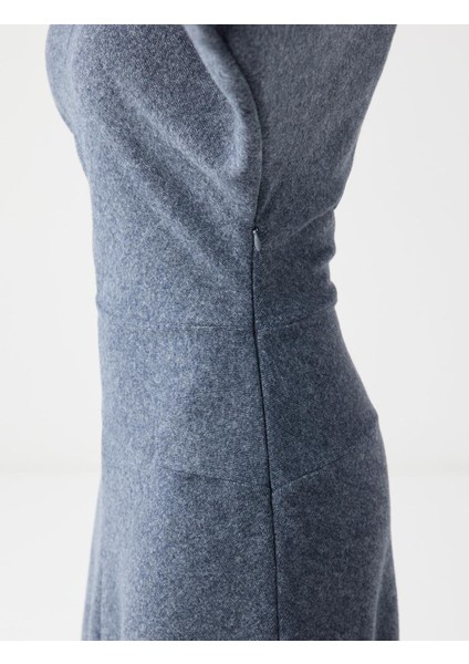 Antrasit Kayık Yaka Yarasa Kol Yumuşak Dokulu Midi Elbise fırsatları